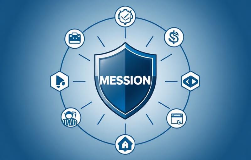 Concept illustration: shield with game icons and trust symbols for Goldexia mission