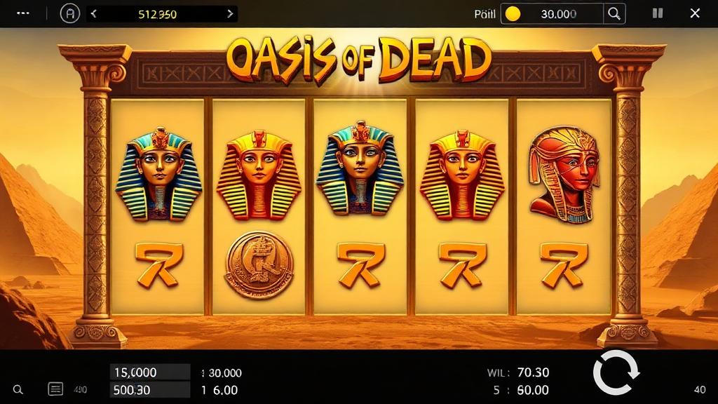 Oasis of Dead gameplay with Egyptian-themed reels and expanding symbol in free spins