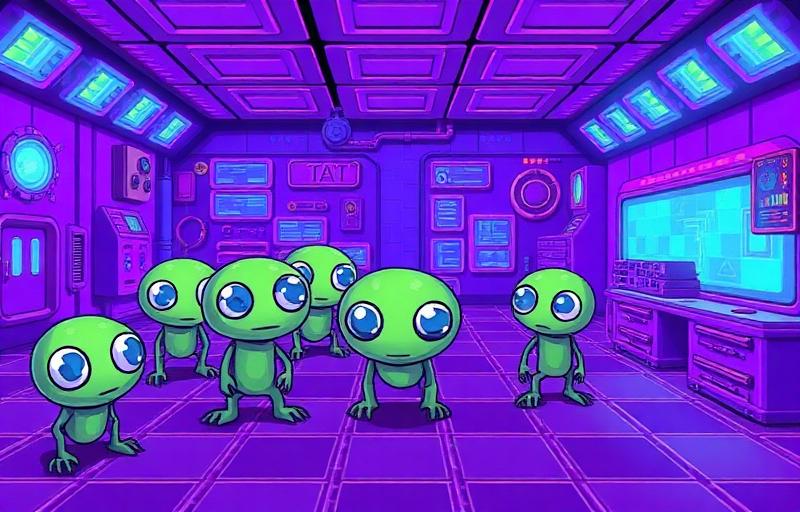 Reactoonz slot thumbnail with colourful one-eyed alien creatures on a 7x7 grid in a purple sci-fi laboratory setting