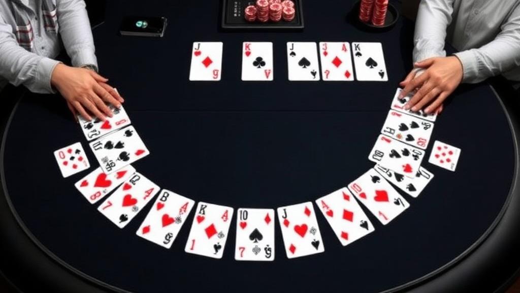 Multihand Blackjack gameplay with animated card dealing and chip stacks on dark table