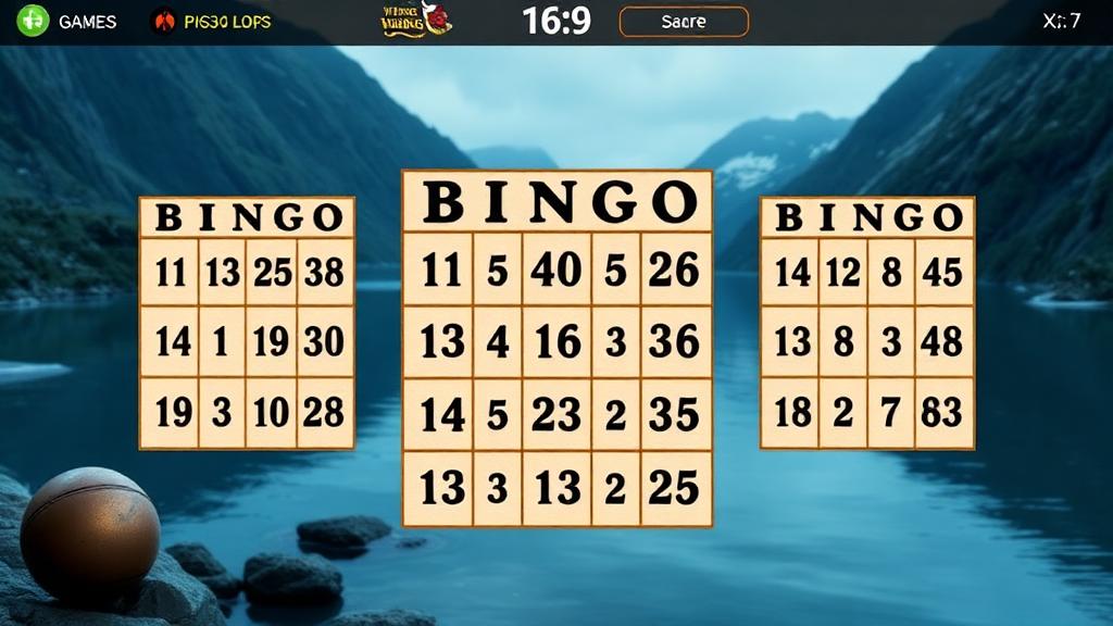 Viking Runecraft Bingo gameplay with Norse-themed bingo cards and drawn ball numbers